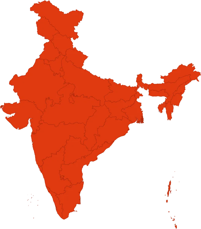 Map of India with Cheese Corner presence pins across states