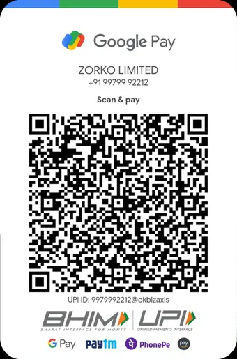 UPI payment QR code, ZORKO LIMITED