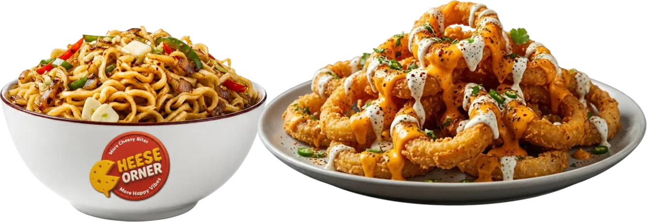 Classic Noodles + Cheesy Onion Rings (5 pcs) + Tropical Blue